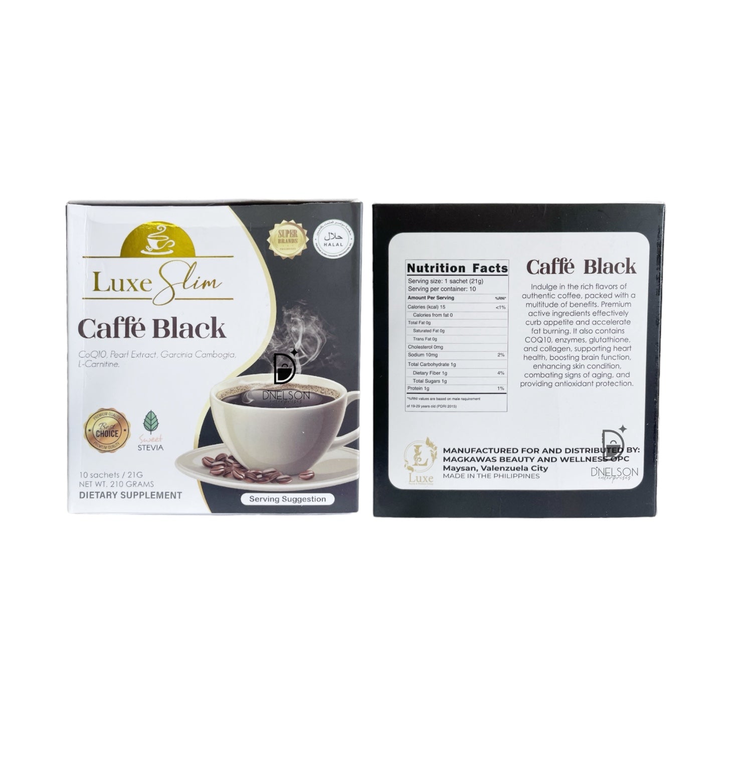 Luxe Slim Caffe Black, 10 Sachets