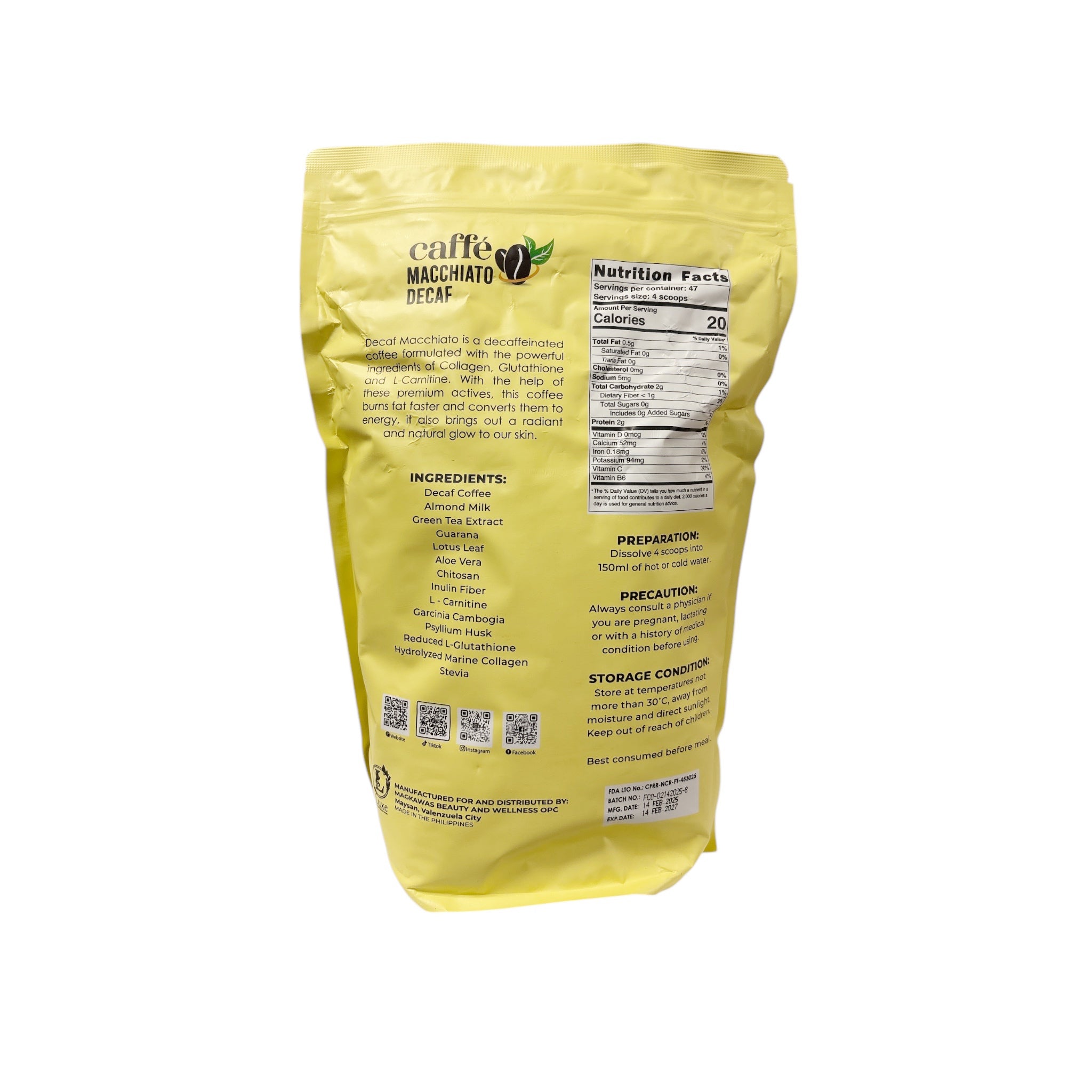 Luxe Slim KILO Caffe Macchiato DECAF Drink Mix
