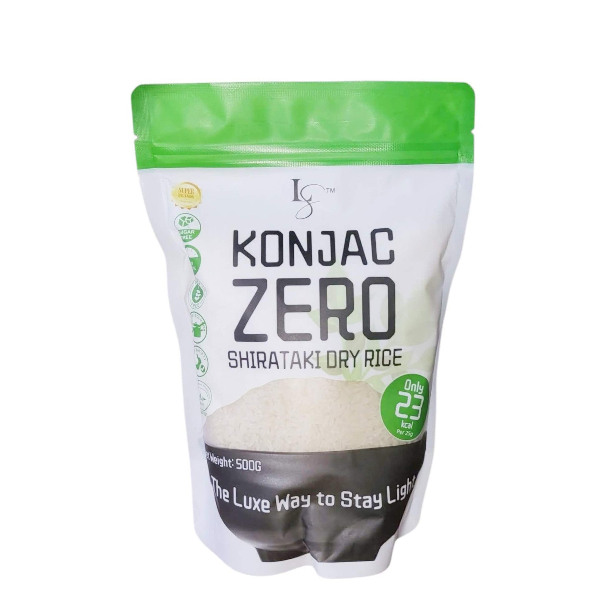 Luxe Slim Konjac Zero Shirataki Dry Rice 500g – Low-Calorie Rice Alternative, Sugar-Free, Gluten-Free, Keto-Friendly, Made with Konjac Root Fiber