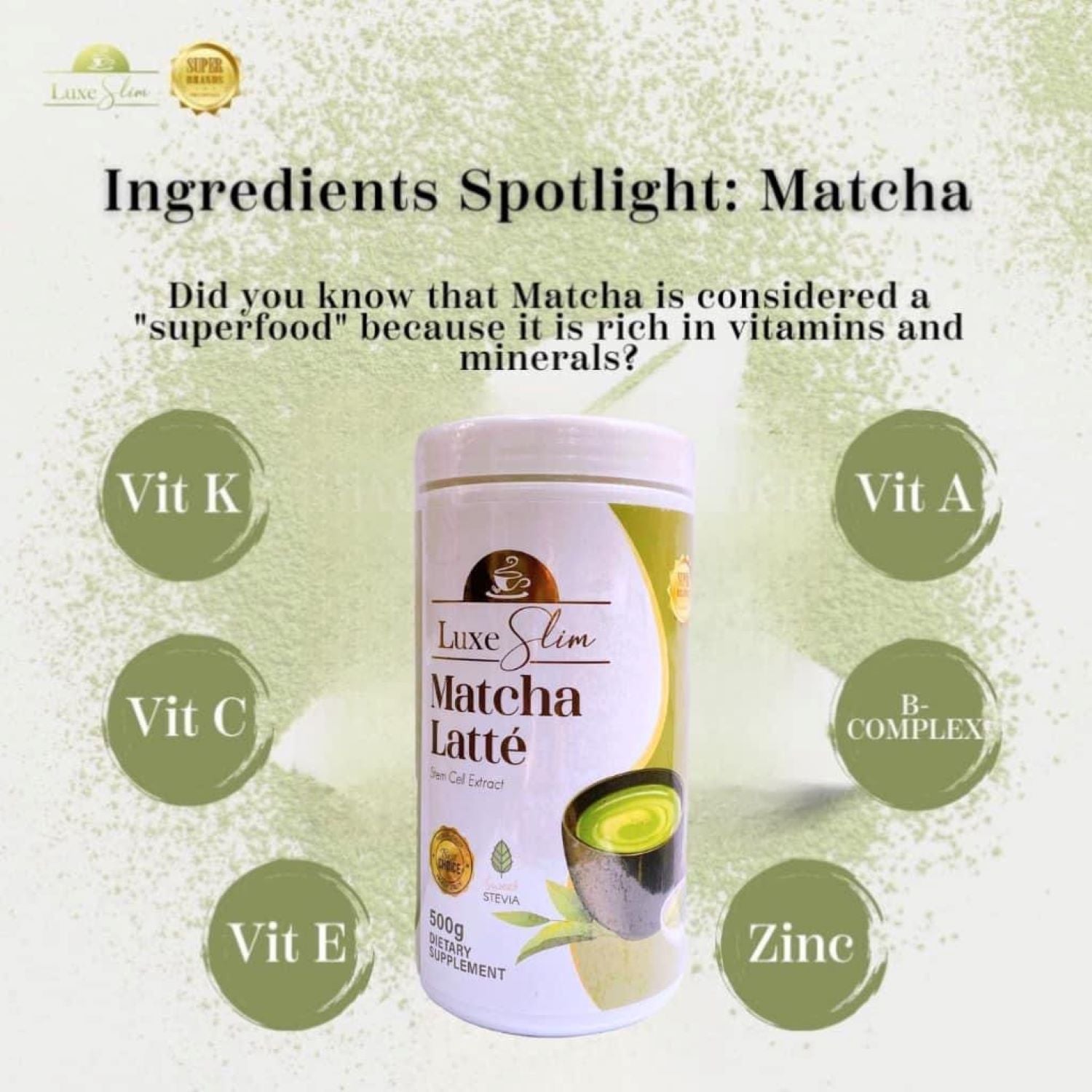 Luxe Slim Half Kilo Canister MATCHA LATTE Beauty Drink