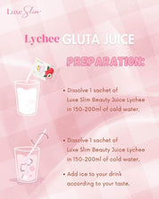 Luxe Slim Half Kilo Lychee Gluta Juice 500g helps support a natural glow from within.