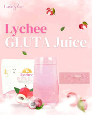 Luxe Slim Half Kilo Lychee Gluta Juice 500g features a refreshing lychee flavor for a fruity experience.