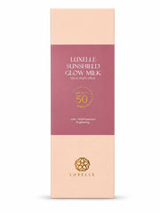Luxelle Sunshield Glow Milk SPF50 PA+++ sunscreen with radiant finish and Vitamin E support
