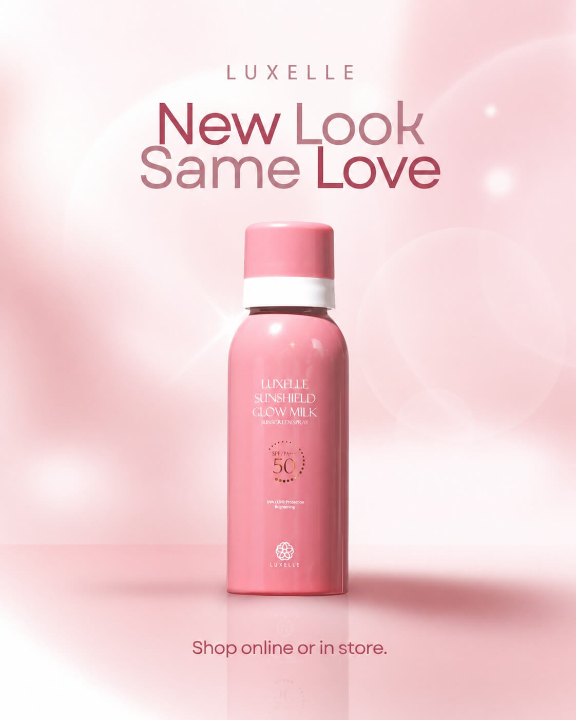 Luxelle Sunshield Glow Milk SPF50 PA+++ hydrating sunscreen for smooth and fresh skin feel