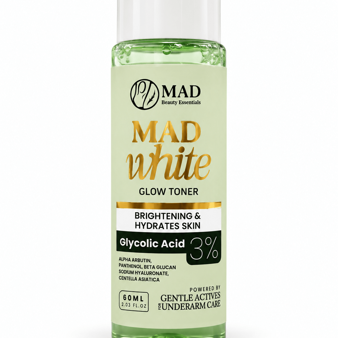 MAD Beauty Essentials MAD White Glow Toner lightweight exfoliating toner for smooth-feel underarm maintenance