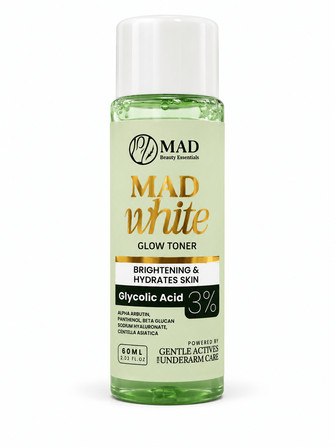 MAD Beauty Essentials MAD White Glow Toner lightweight exfoliating toner for smooth-feel underarm maintenance