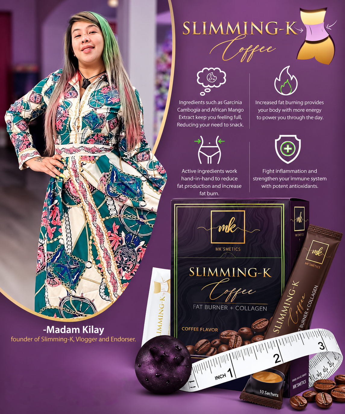 Madam Kilay Classic Coffee with Collagen smooth and creamy coffee blend with added collagen