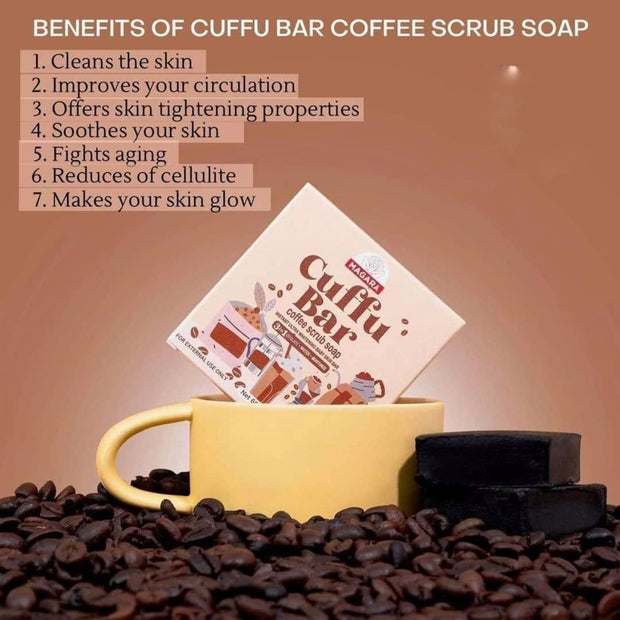 2 Bars Magara Skin Cuffu Bar Coffee Scrub Soap 60g Each