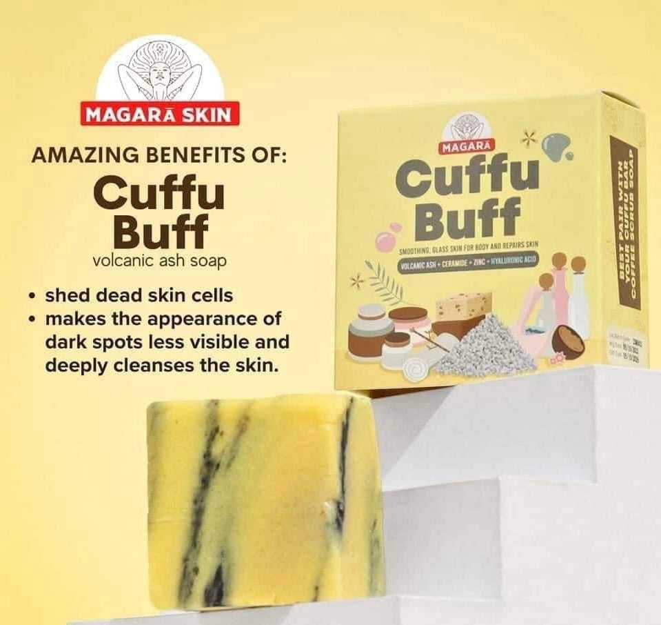 2 Bars Magara Skin Cuffu Buff Daily Coffee Scrub Soap 60g Each