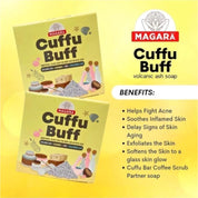 2 Bars Magara Skin Cuffu Buff Daily Coffee Scrub Soap 60g Each