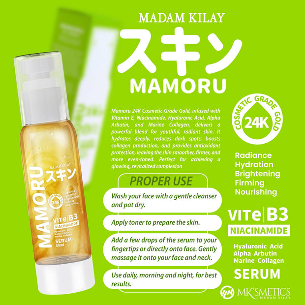 Mamoru 24K Gold Vit E B3 Niacinamide Facial Serum by Madam Kilay