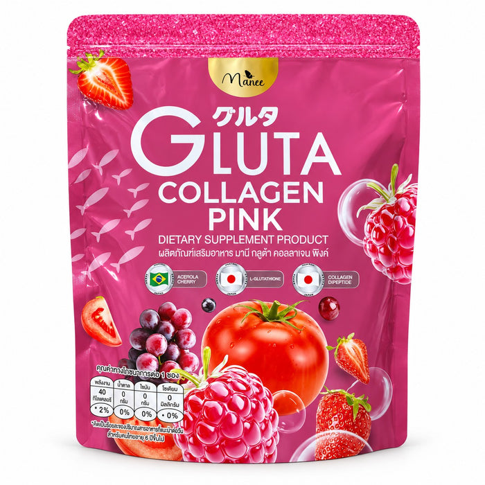 Manee Gluta Collagen Pink powdered collagen drink for a simple daily routine.