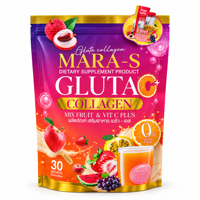 Mara-S Gluta-C Plus Collagen Mix Fruit & Vit C Plus 300g powdered beauty drink with mixed fruit formula