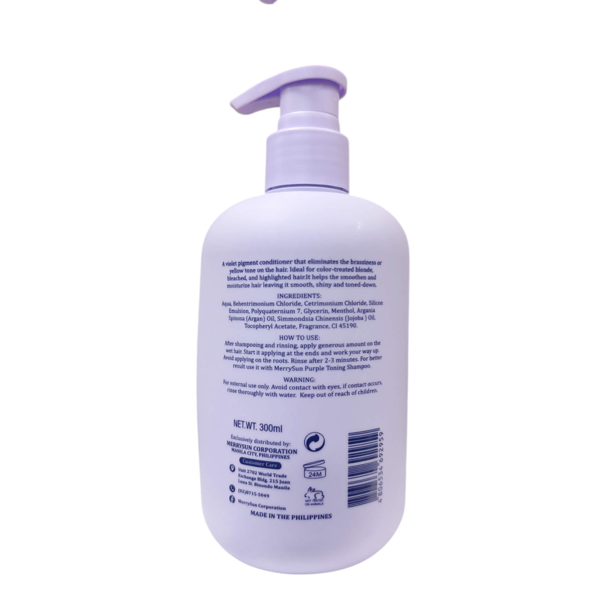 Merry Sun Blonde Enhance+ Purple Toning Conditioner designed to reduce brassy warmth