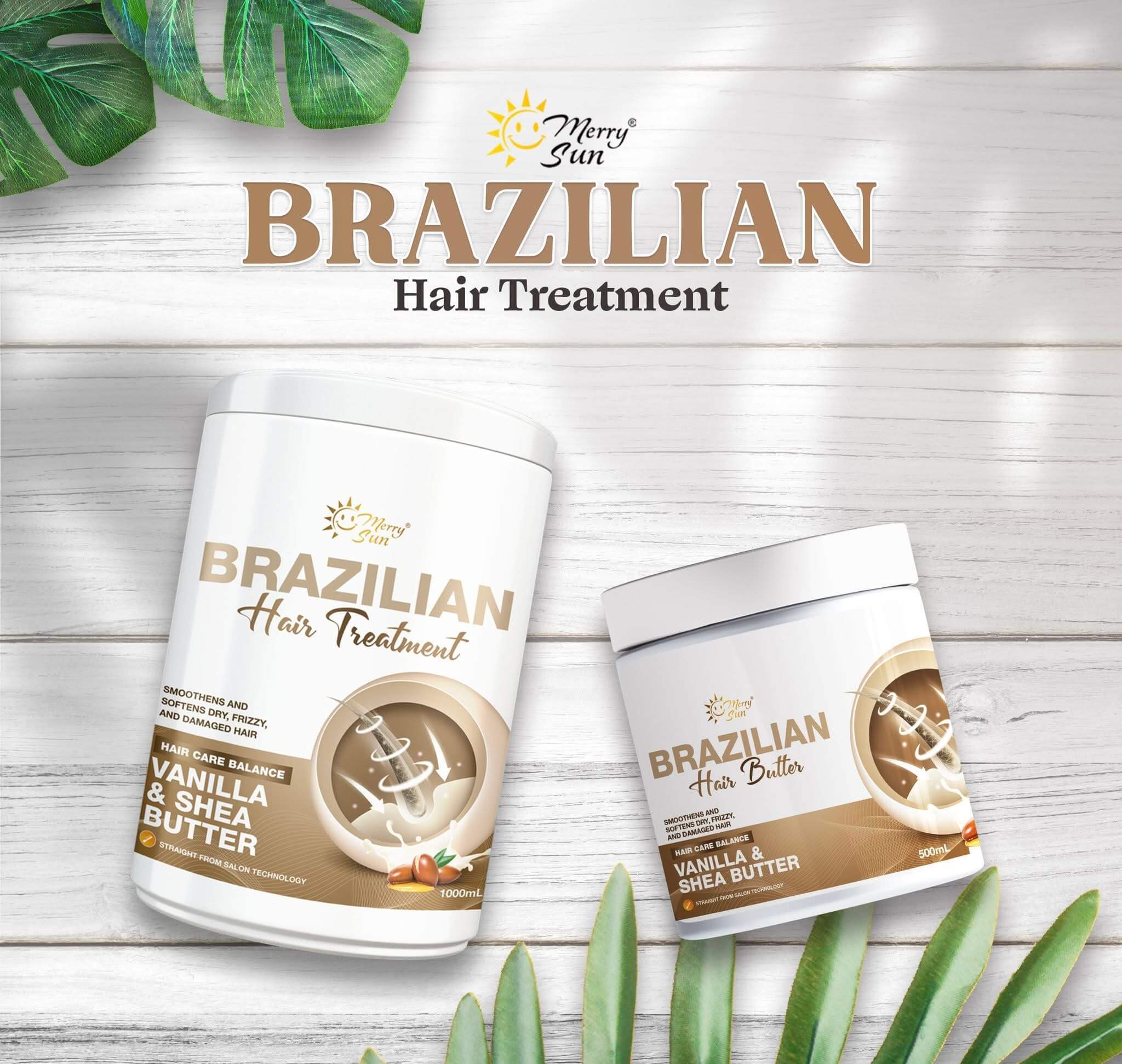 Merry Sun Brazilian Hair Butter 1000ml helps with frizz control for smoother results