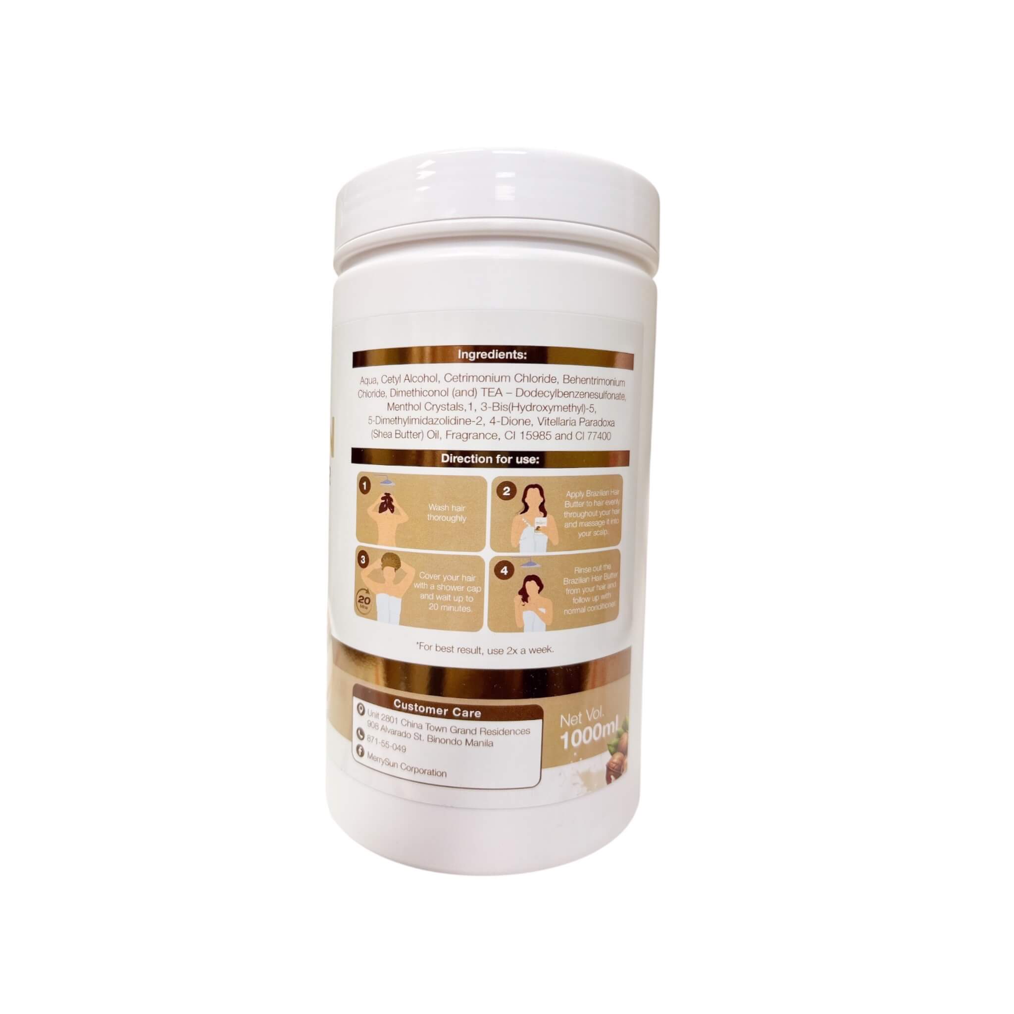 Merry Sun Brazilian Hair Butter 1000ml moisture repair formula for silky strands