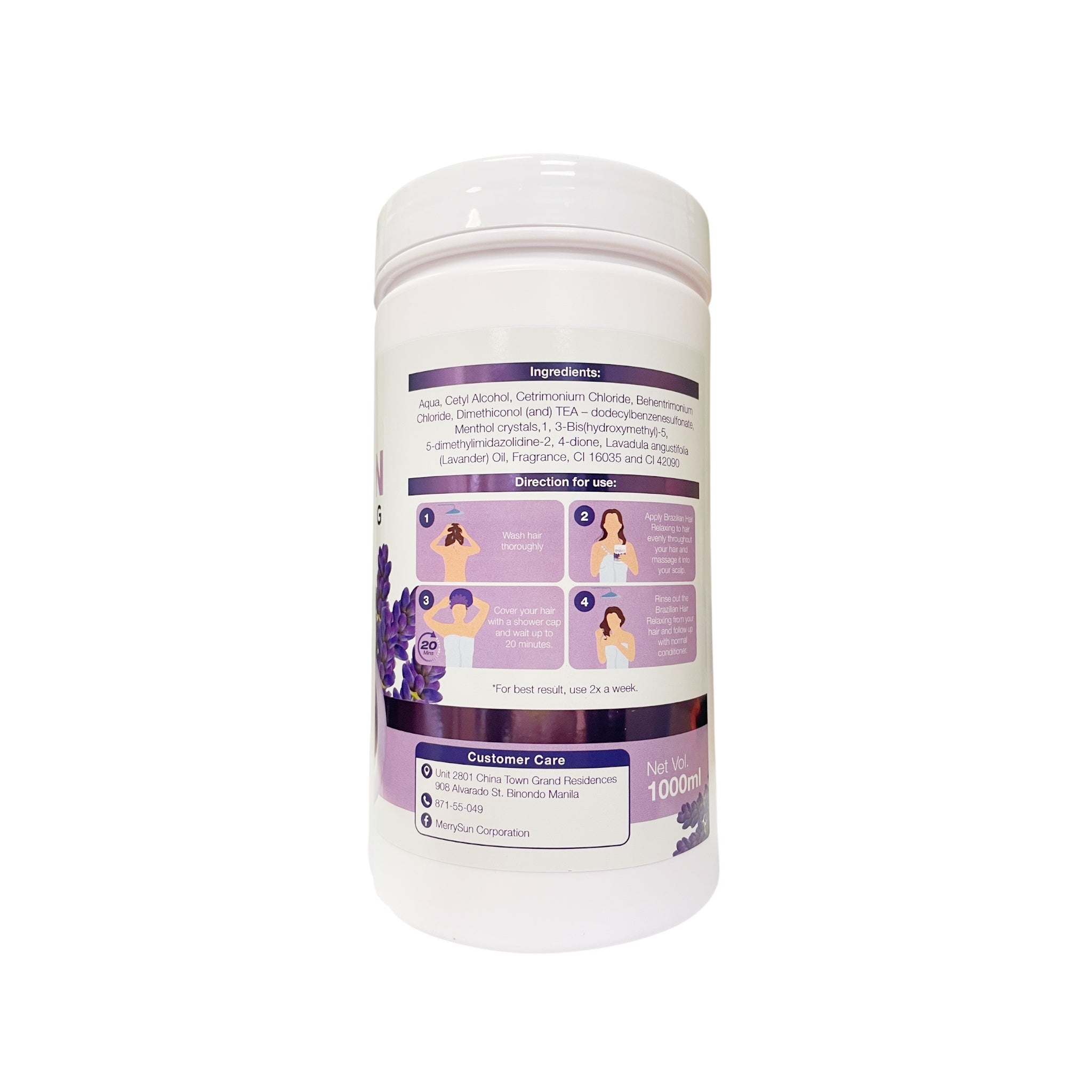 Merry Sun Brazilian Hair Relaxing Care with Lavender Essence for frizz control and shine