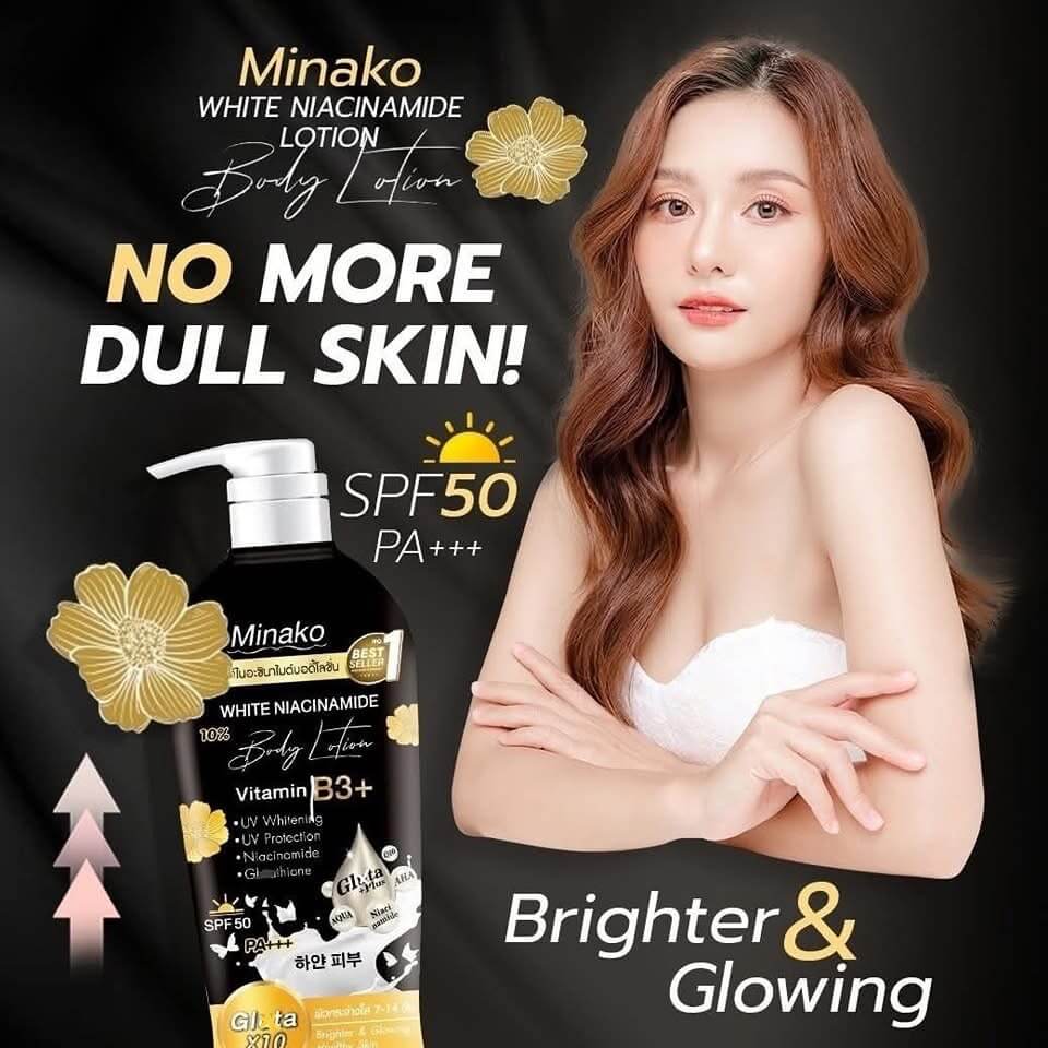 Minako Niacinamide Glutathione Plus Body Lotion 500ml with lightweight texture