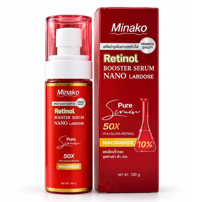 Minako Retinol Booster Serum with Niacinamide 10% for daily skincare, 100g