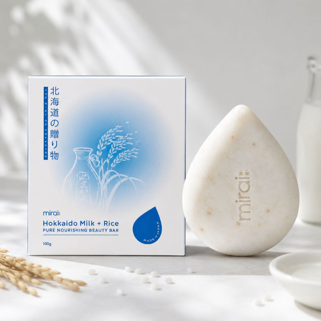 Mirai Hokkaido Milk + Rice Beauty Bar with creamy moisture-rich cleansing lather for daily skin care