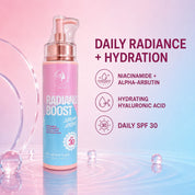 Ms. Tsung Essentials Radiance Boost Serum Lotion featuring hydration, SPF 30, and everyday skin care.