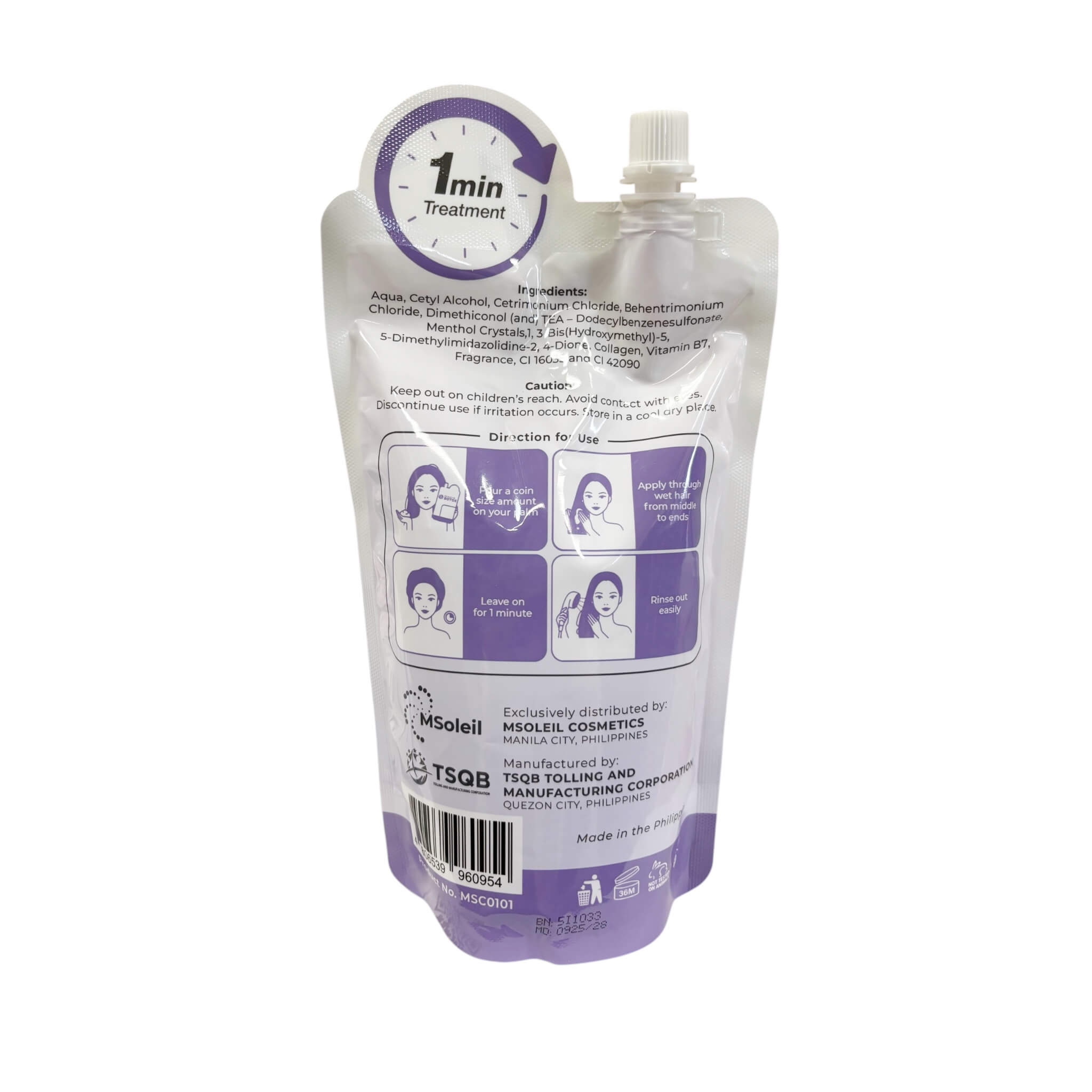 MSoleil 1-Minute Lavender Keratin BTX Protein Hair Mask – Deep repair and nourishment for dry, frizzy hair.