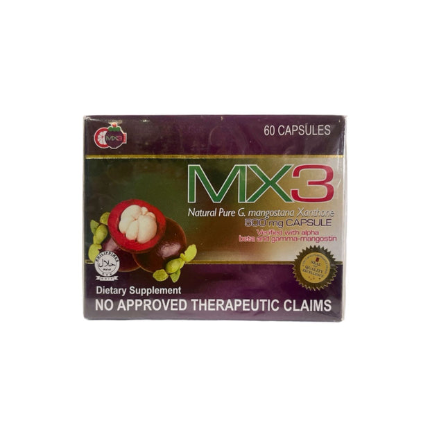 MX3 Natural Pure G Mangosteen Xanthone 500mg Capsule, 60 Count