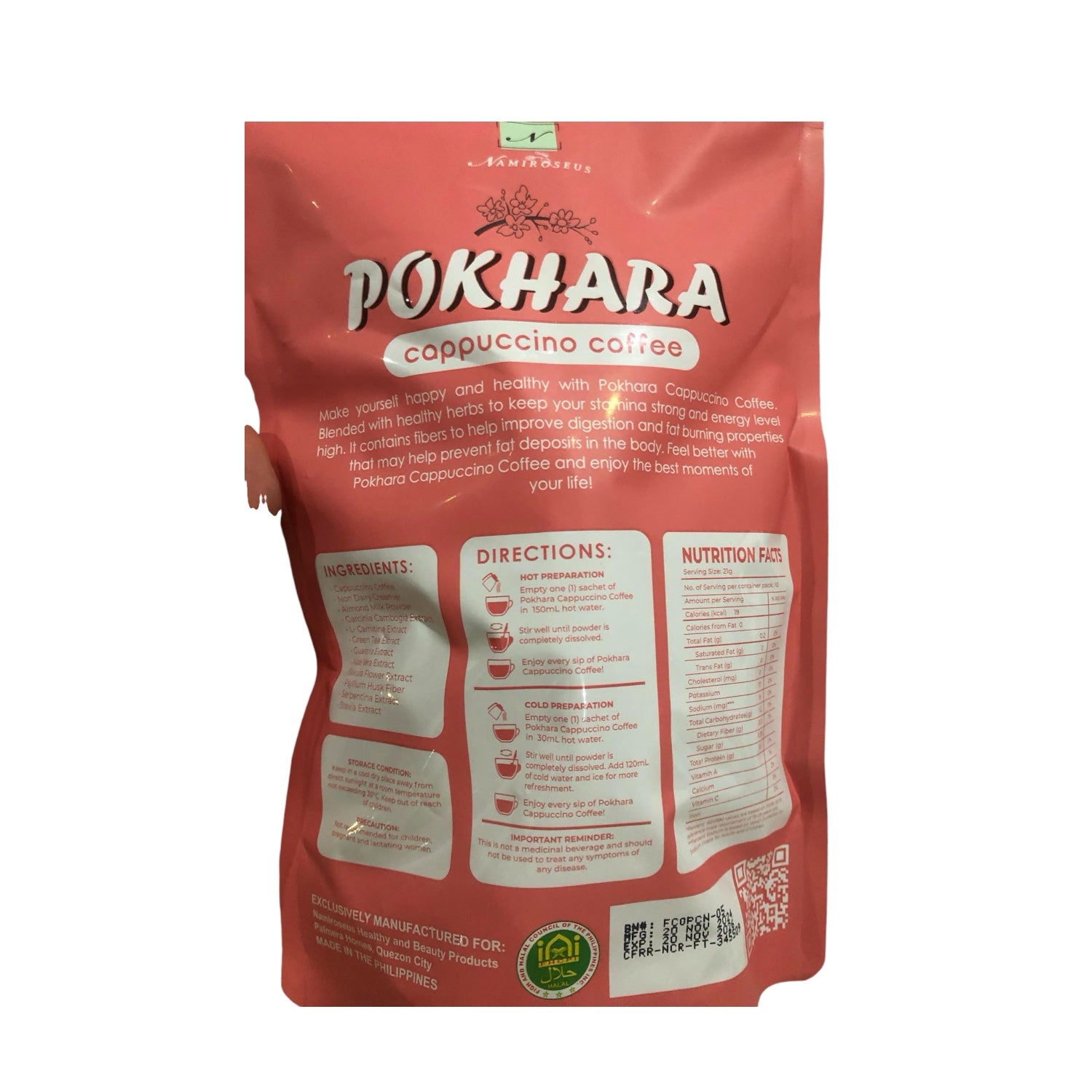 Namiroseus POKHARA Cappuccino Coffee 10 Sachets x 21g