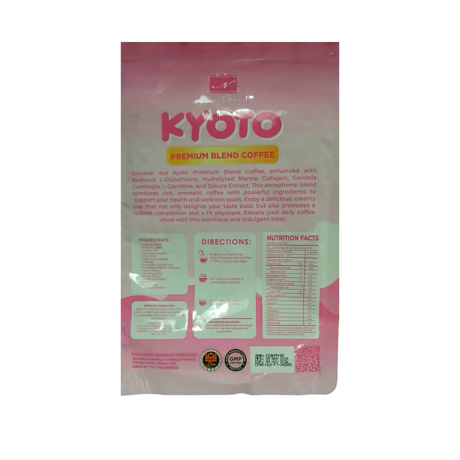 Namiroseus TOKYO & KYOTO Premium Blend Coffee Bundle showing manufacturer information for transparency and quality assurance.