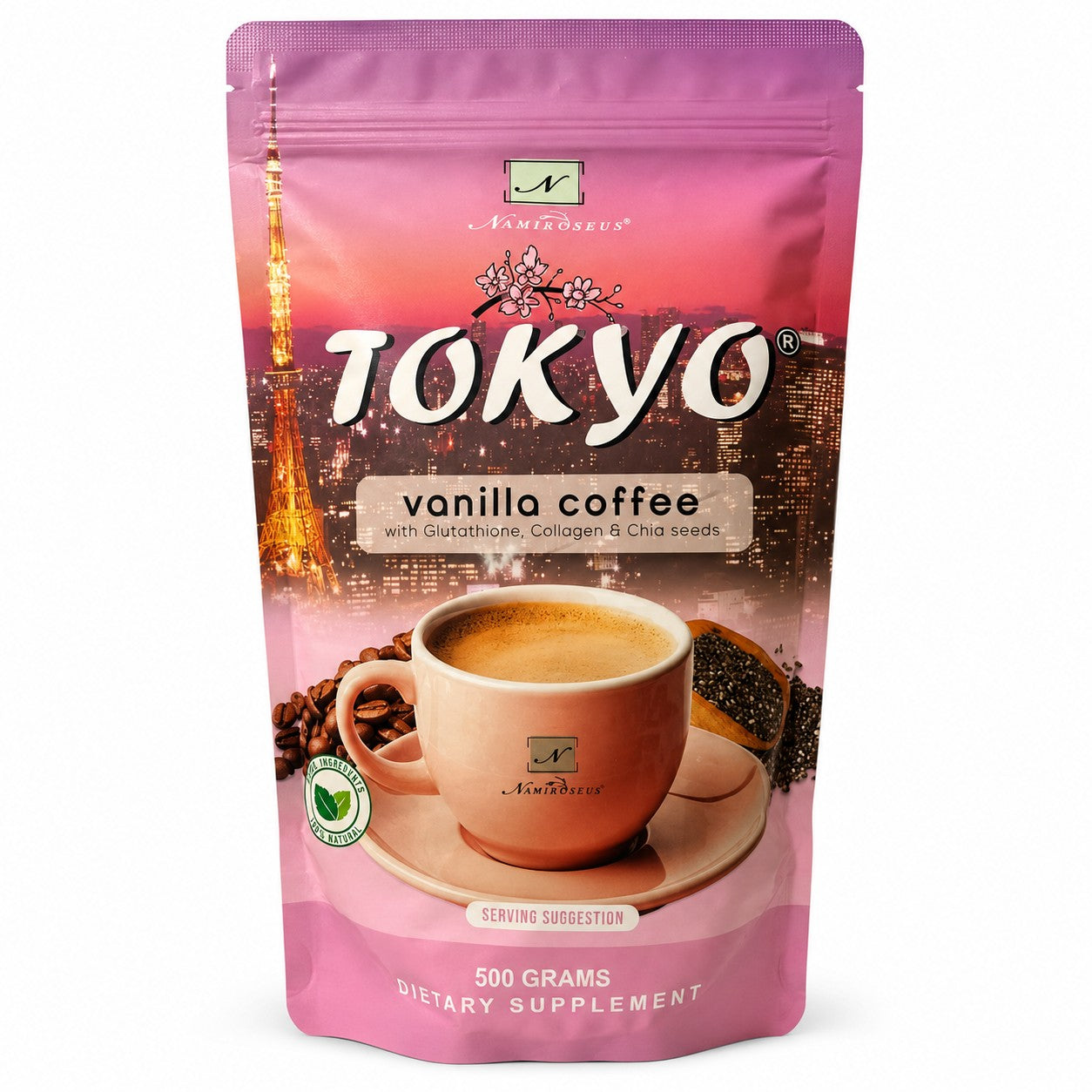 Namiroseus Tokyo Vanilla Coffee 500g smooth vanilla-flavored coffee blend with a rich and comforting café-style taste.
