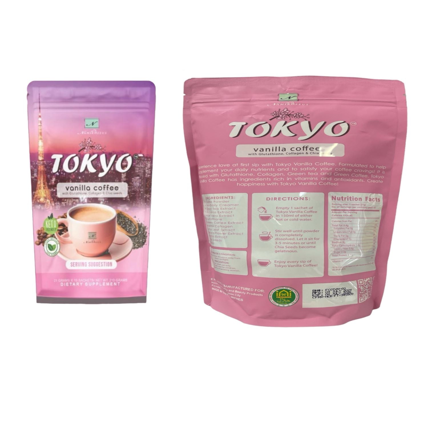 2 Boxes Namiroseus TOKYO Vanilla Coffee with Glutathione, Collagen, Chia Seeds 2 Boxes Namiroseus TOKYO Vanilla Coffee with Glutathione, Collagen, Chia Seeds
