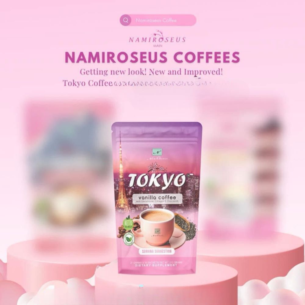 Namiroseus TOKYO Vanilla Coffee with Glutathione, Collagen & Chia Seeds, 21g x 10 Sachets