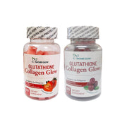 Nature Glow Glutathione Collagen - Strawberry & Cranberry Flavor Bundle, 60 Chewable Gummies Each