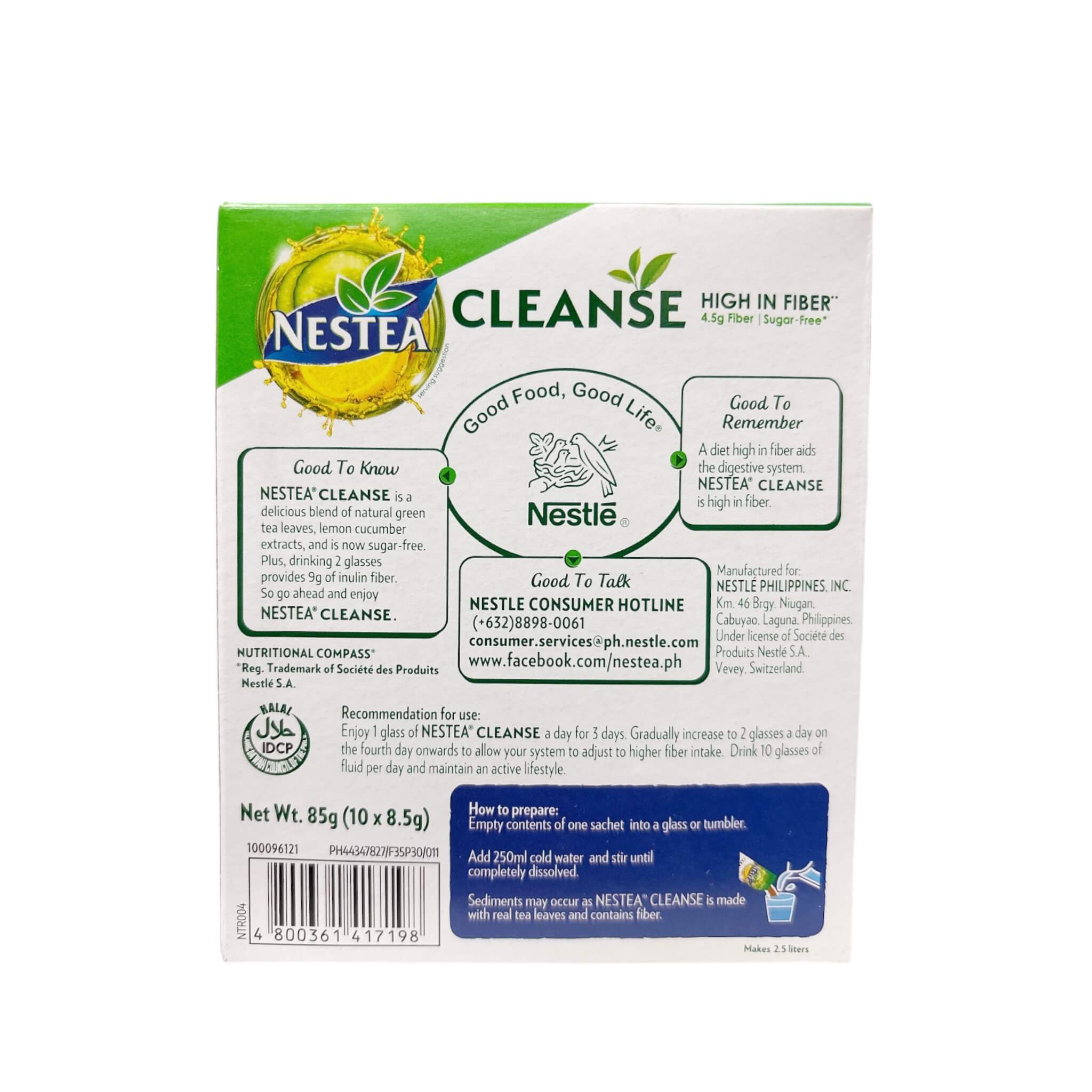 NESTEA Cleanse High Fiber Green Tea Drink Mix, Lemon Cucumber Flavor ...