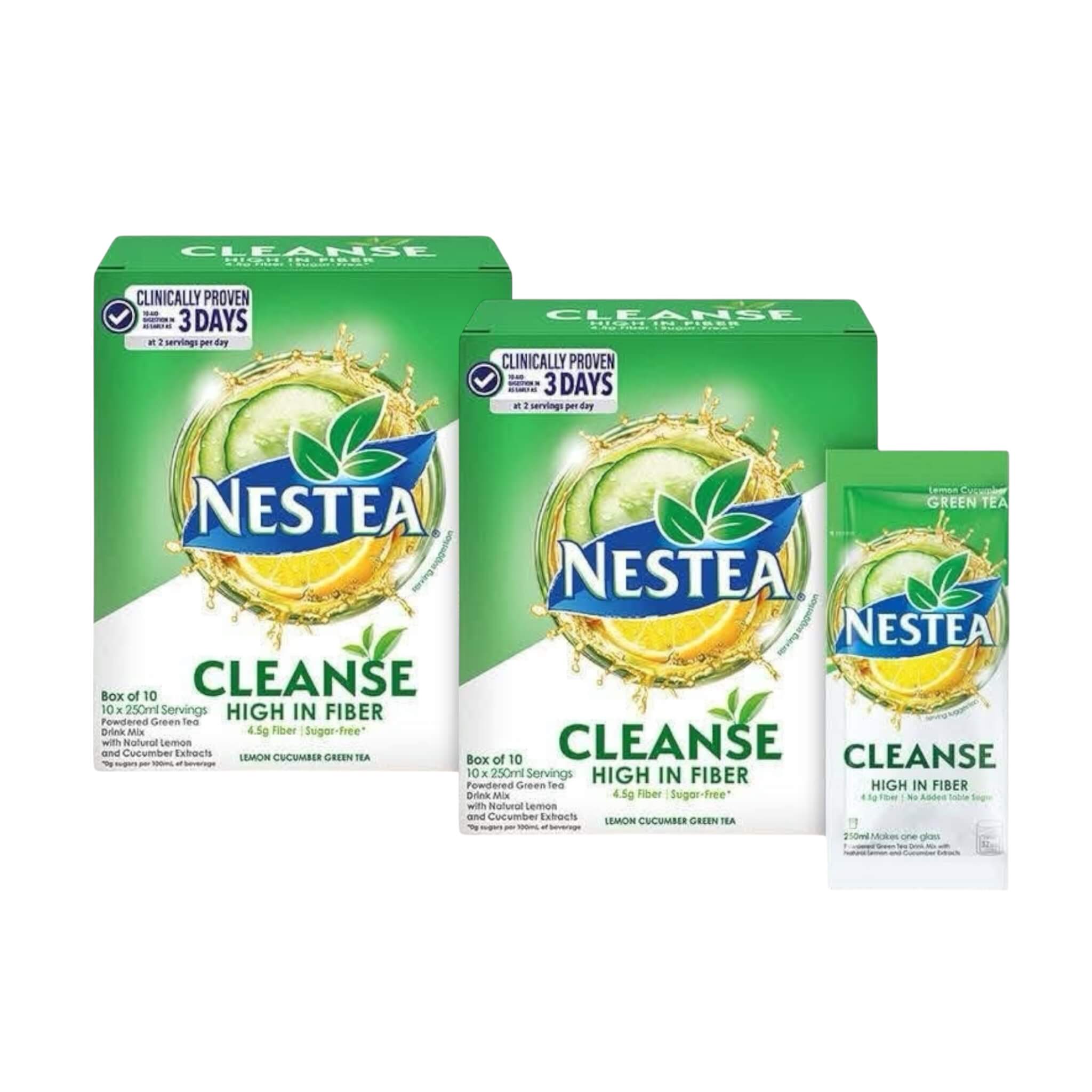 NESTEA Cleanse High Fiber Green Tea Drink Mix, Lemon Cucumber Flavor ...