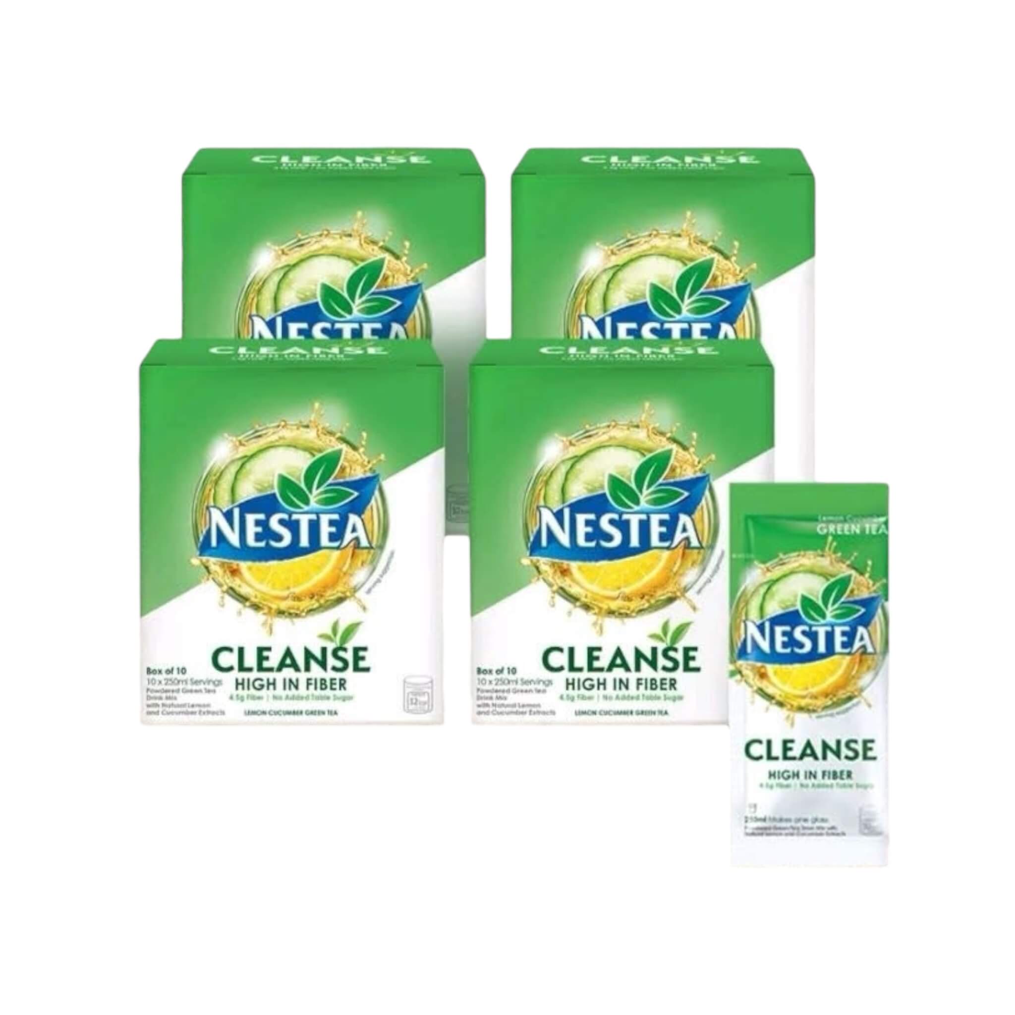 NESTEA Cleanse High Fiber Green Tea Drink Mix, Lemon Cucumber Flavor ...