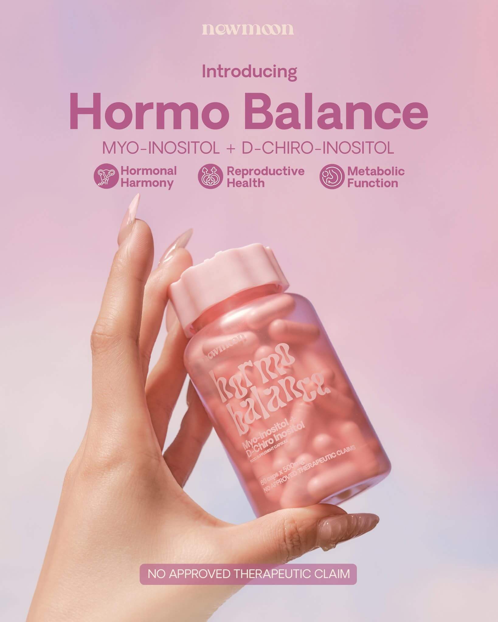 NEW MOON Hormo Balance Myo-Inositol D-Chiro nutrient-rich capsule formula

