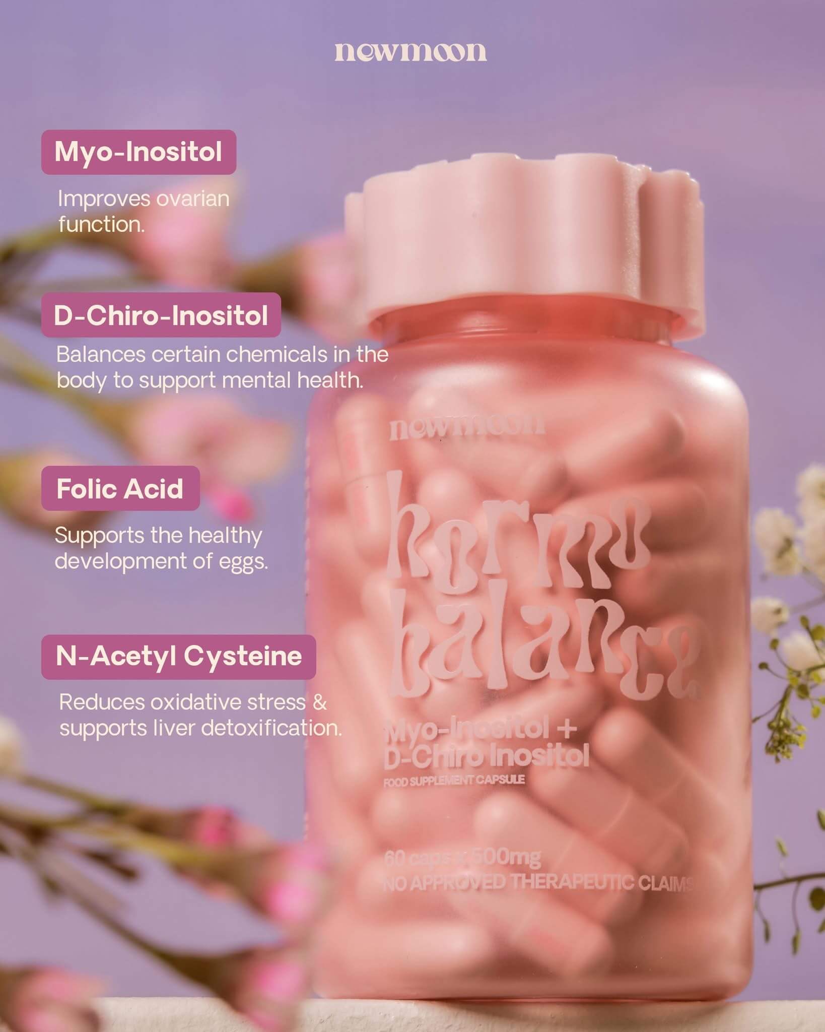 NEW MOON Hormo Balance Myo-Inositol D-Chiro contains dual inositol forms

