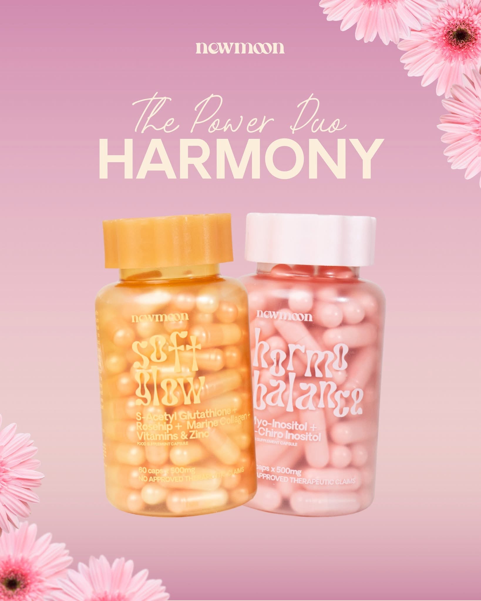 new moon glutathione fda approved New Moon The Power Duo Harmony: Soft Glow S-Acetyl Glutathione & Hormo Balance Capsules