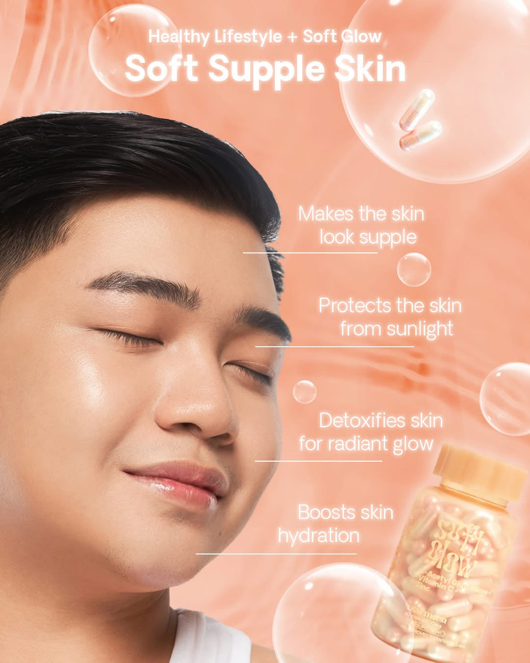 New Moon Soft Glow by Dear Face marine collagen and rosehip nutritional capsules

