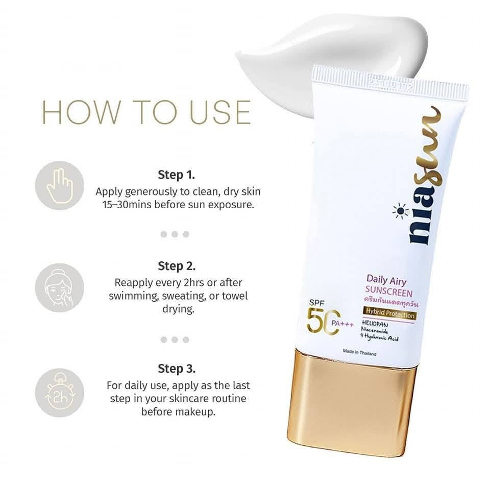 NIASUN Daily Airy Sunscreen SPF 50 PA+++ 50ml fast absorbing formula