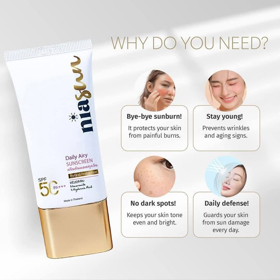 NIASUN Daily Airy Sunscreen SPF 50 PA+++ 50ml for everyday use