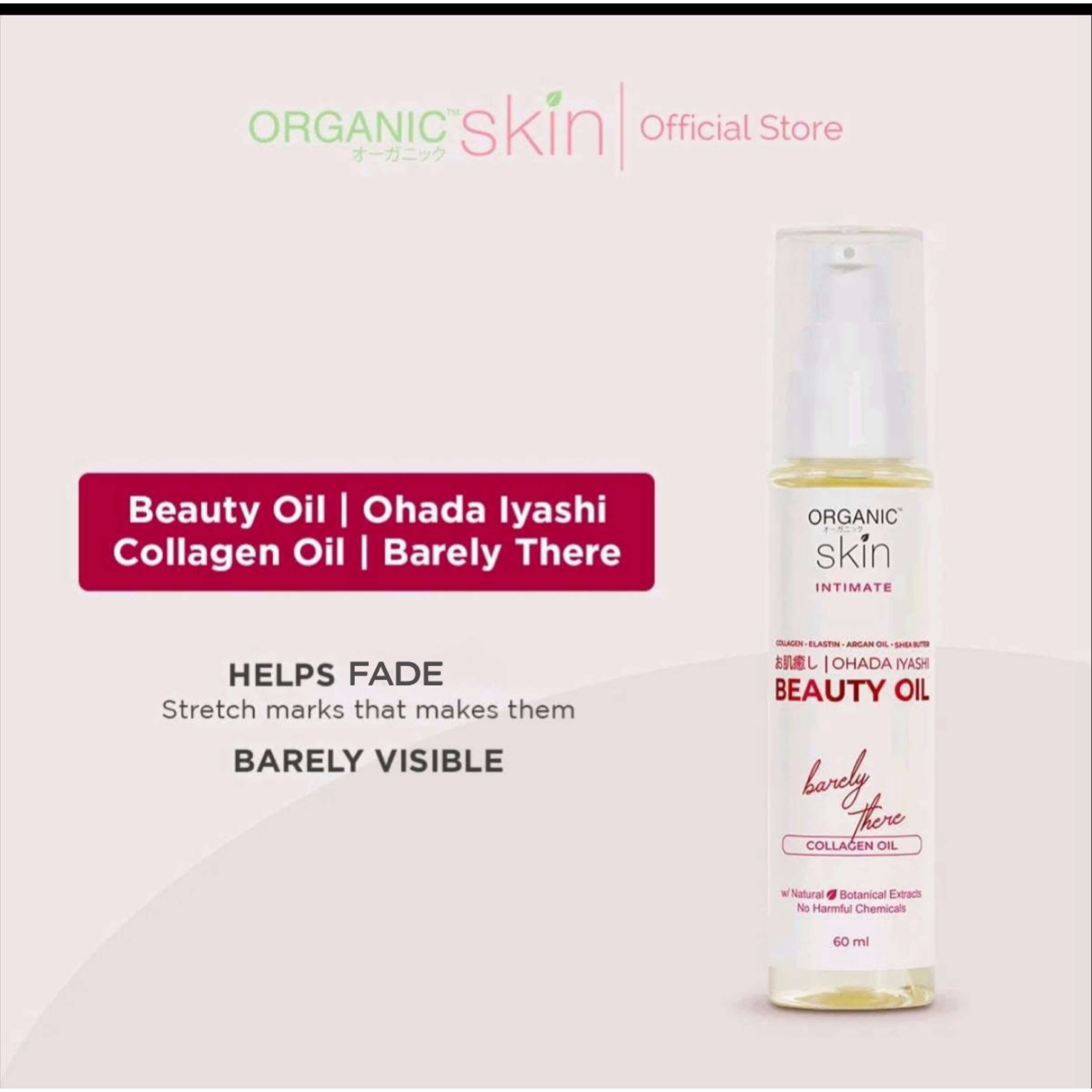 Organic Skin Japan Intimate Beauty Oil Barely There Collagen Oil 60ml with lightweight feel