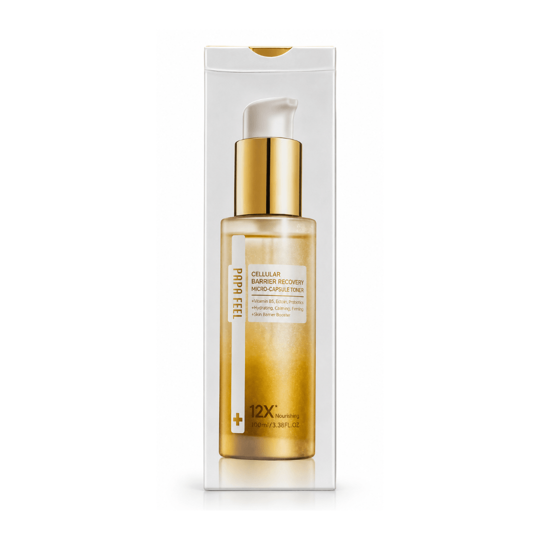 Papa Feel Cellular Barrier Recovery Micro-Capsule Toner formulated with five skin-identical Ceramides to help reinforce the skin's natural moisture barrier.