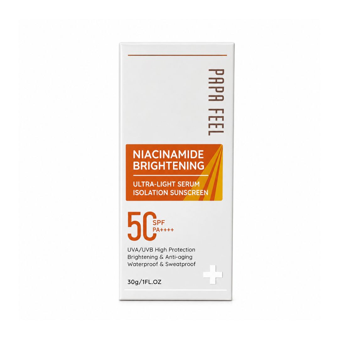 PAPA FEEL Niacinamide Ultra-Light Sunscreen SPF50 PA++++ 30g for daily broad-spectrum UV protection with a lightweight serum texture.
