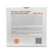 Papa Feel Ultra 5A Retinol Moisturizer with Vitamin C and skin-conditioning ingredients for a refreshed-looking complexion.