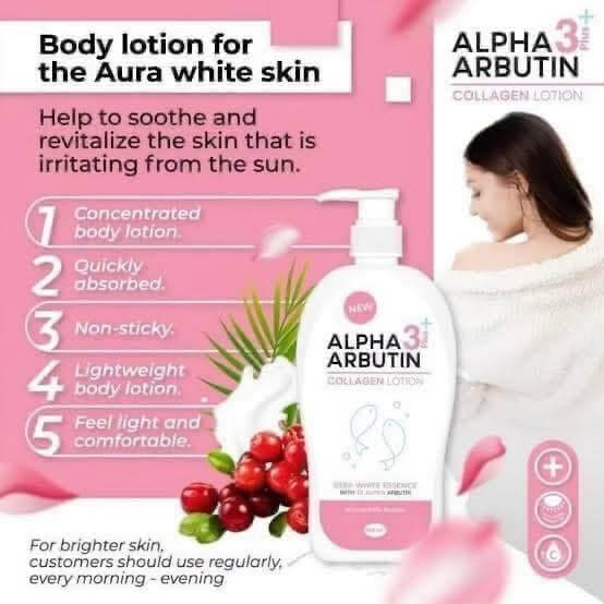 PRECIOUS SKIN Alpha 3 Arbutin + Collagen Body Lotion with lightweight texture that absorbs quickly.