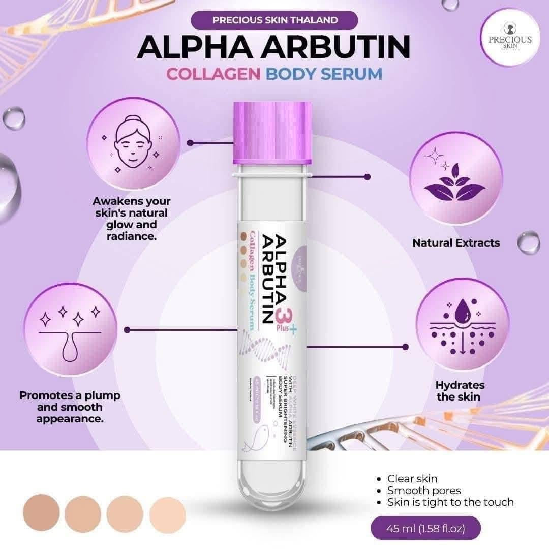 Precious Skin Alpha Arbutin 3+ Plus Collagen Body Serum with collagen for daily body care