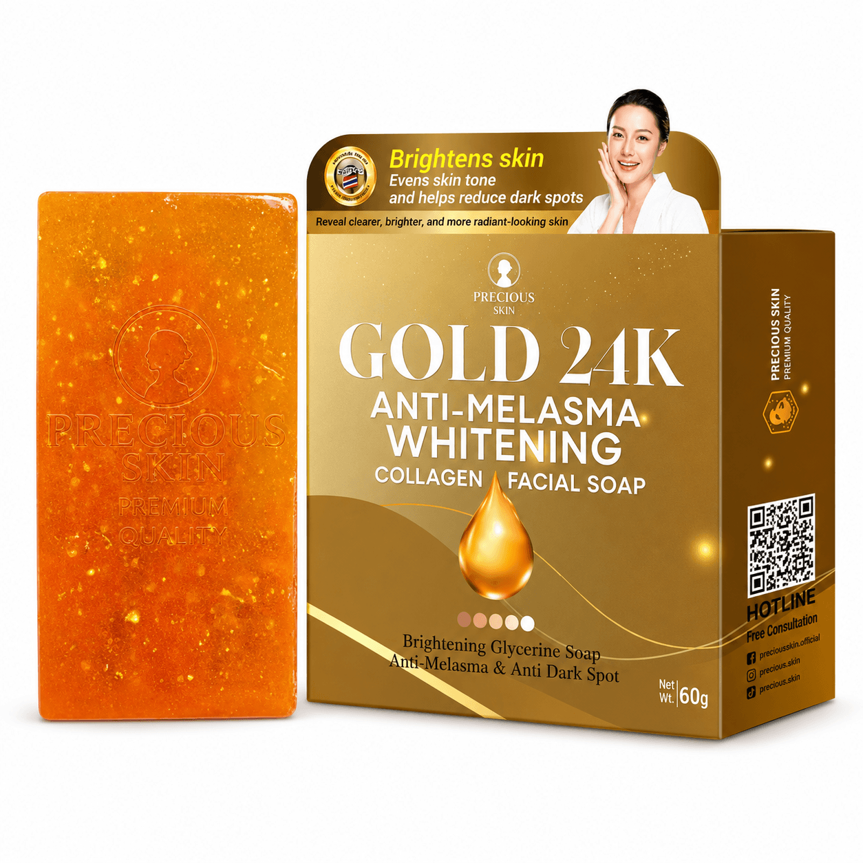 Precious Skin Thailand Gold 24K Facial Soap with collagen for smooth and refreshed-looking skin