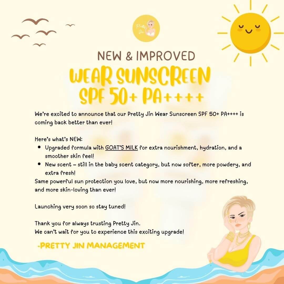 Pretty Jin WEAR Sunscreen SPF 50 for daily skincare routine

